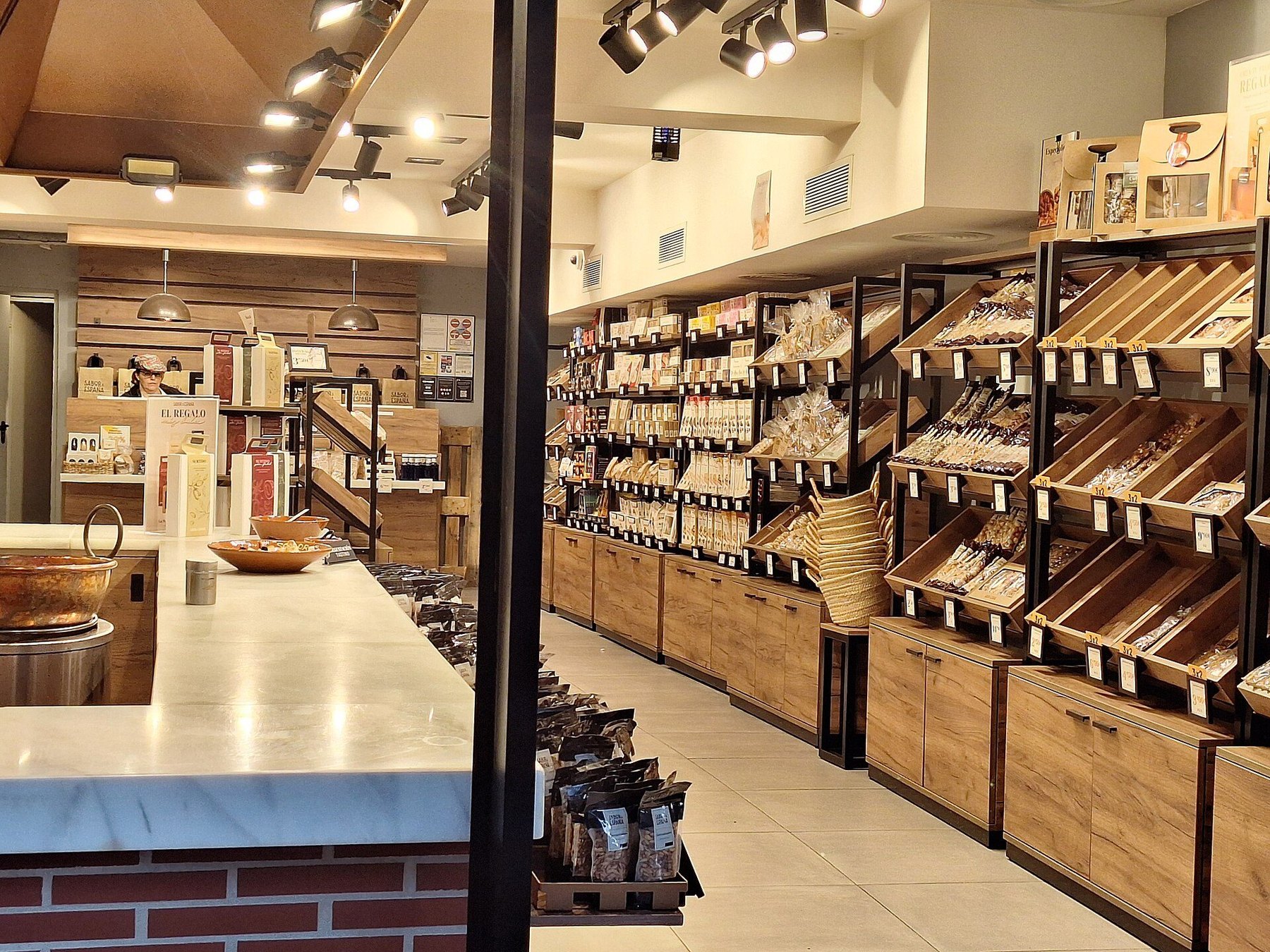 Shelves and displays inside a retail shop